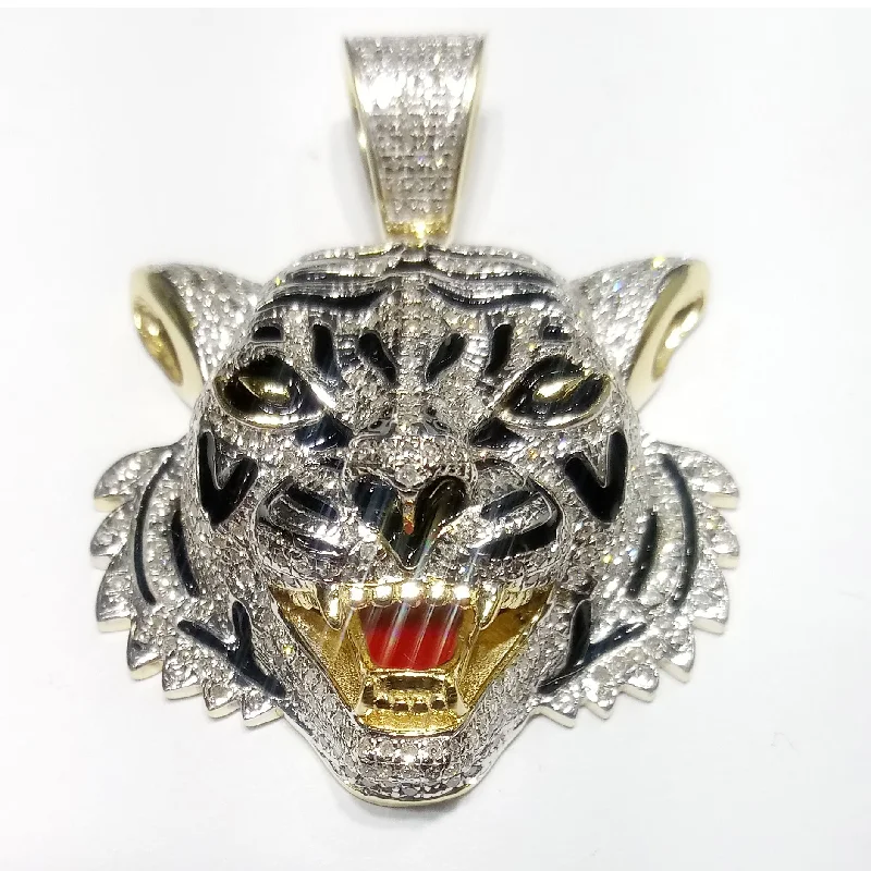 Gold-plated pendants for affordable luxuryDiamond White Tiger Pendant (10K)