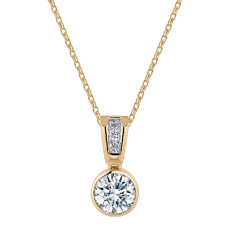 Gold-plated pendants for affordable luxuryFancy pendant with 1.21 carats* of diamond simulants in 10 carat yellow gold