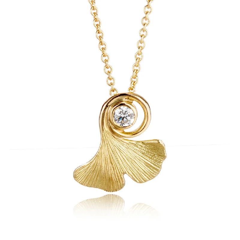 Vintage-inspired locket necklaces for herGinkgo Leaf & Diamond Pendant Necklace