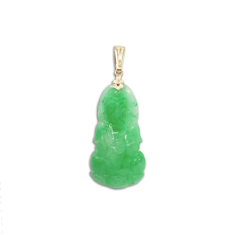 Double - Heart Pendant with Interlocking Design for CouplesGuan Yin Goddess of Mercy Jade Pendant (14K)