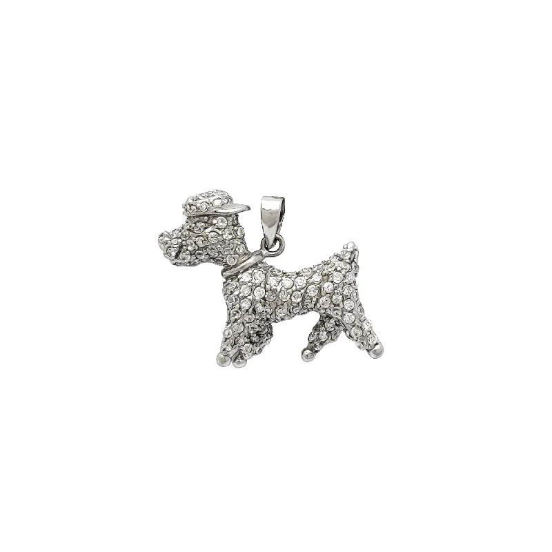 Birth flower pendants for unique styleIced-Out Bolognese Dog w/ Cap CZ Pendant (Silver)