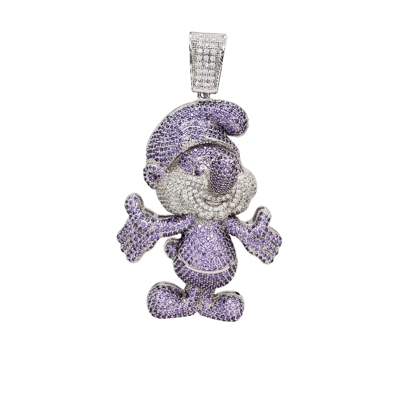 Boho-style beaded necklaces for summerIced-Out Purple Papa Smurf Pendant (Silver)