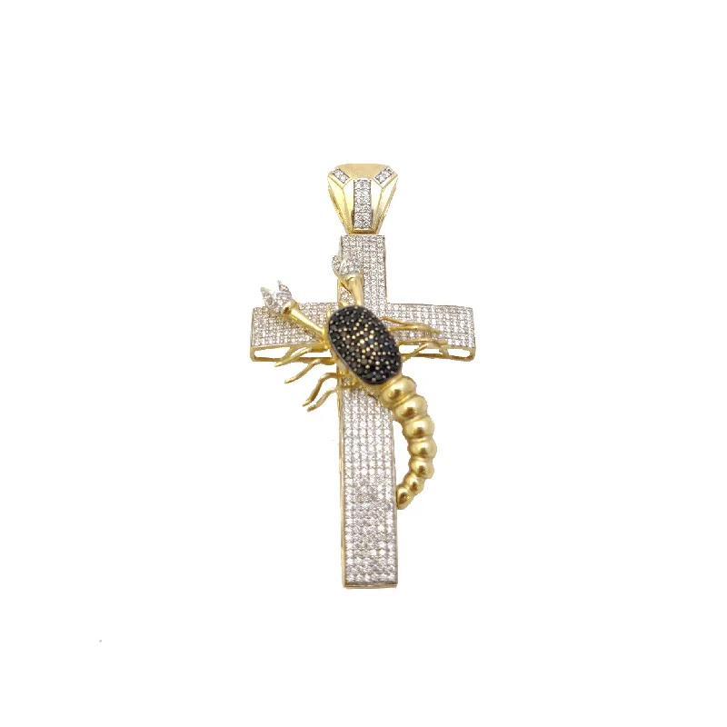 Pearl - Embellished Floral Pendant for a Feminine and Romantic Look3D Iced-Out Scorpion Cross CZ Pendant (14K).