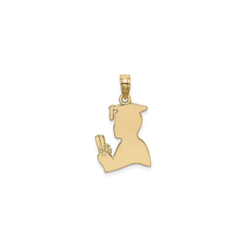 Mother - of - Pearl Inlaid Seahorse Pendant for Beach LoversMale Graduation Profile Pendant (14K)