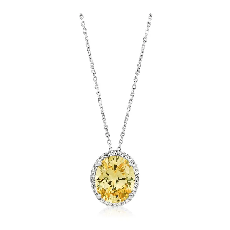 Gold chain necklaces for menOval and Round Brilliant Halo necklace with 5.32 carats* of diamond simulants in sterling silver