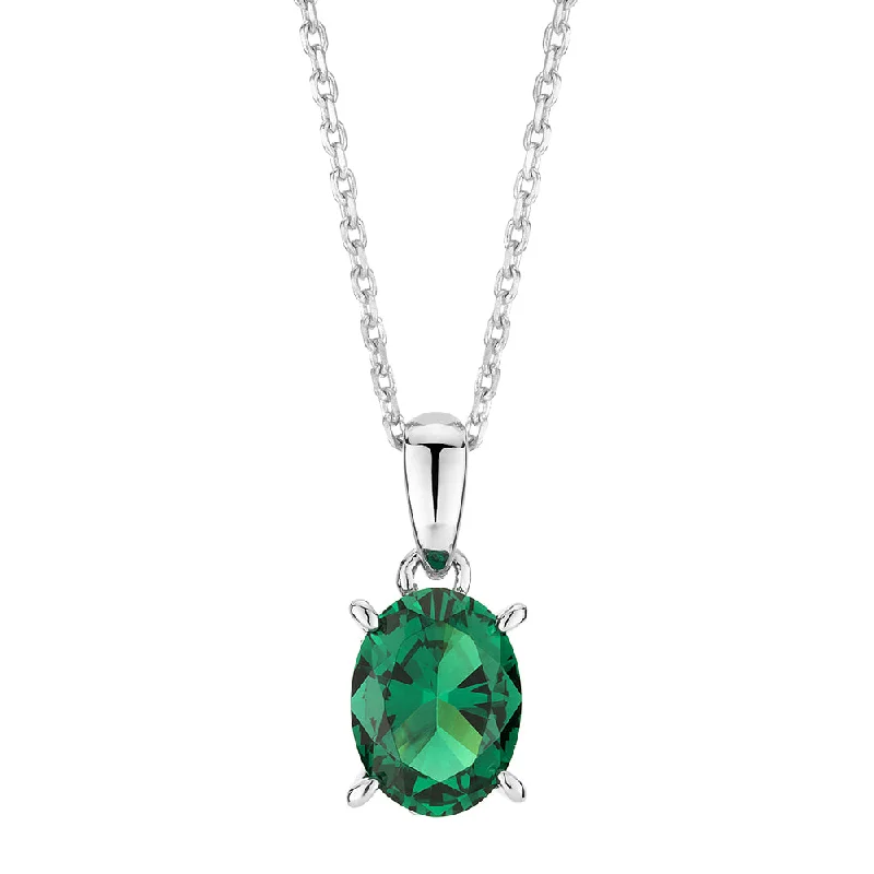 Celtic knot pendants for cultural heritageOval and Round Brilliant solitaire necklace with emerald and diamond simulants in sterling silver