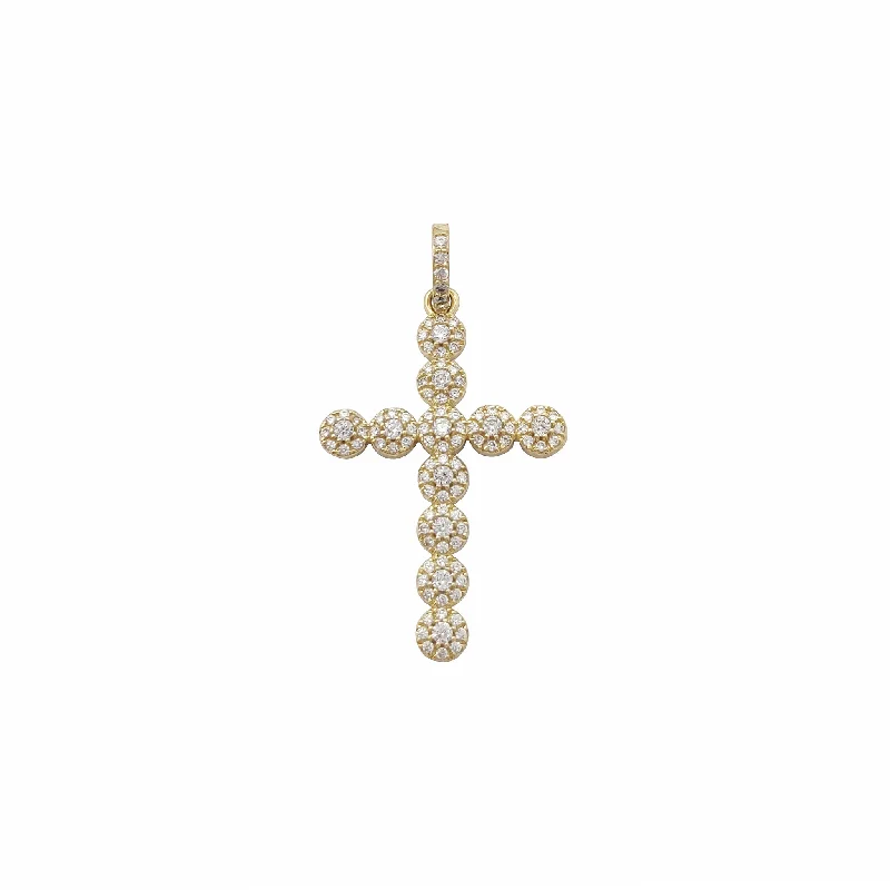 Delicate pearl necklaces for formal eventsPave Round Shaped Cross Pendant (10K)