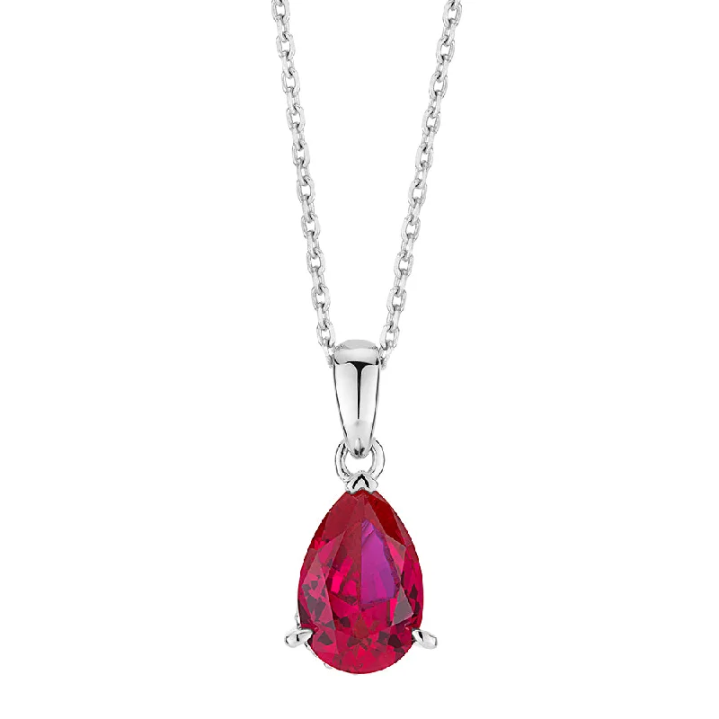 Gold chain necklaces for menPear and Round Brilliant solitaire necklace with ruby and diamond simulants in sterling silver