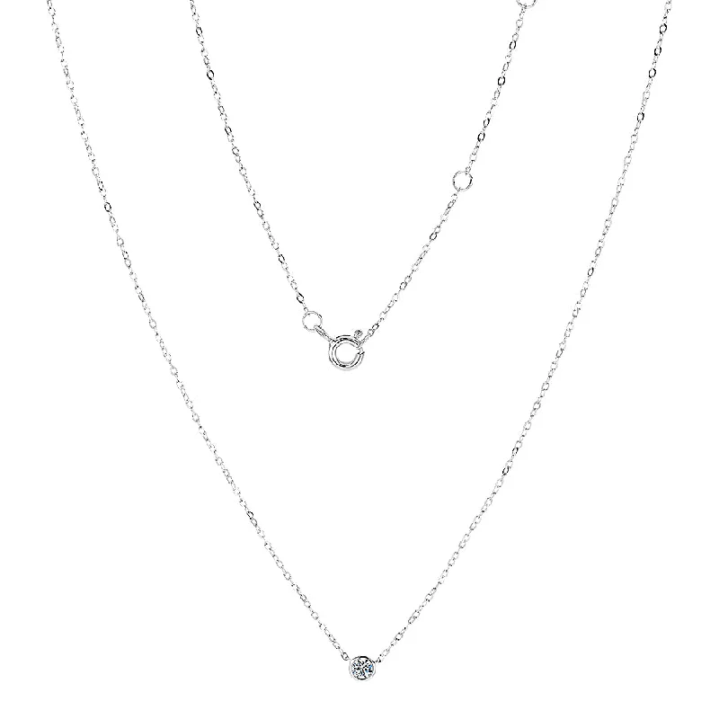 Birth flower pendants for unique stylePremium Lab-Grown Diamond, 0.11 carat round brilliant solitaire necklace in 10 carat white gold