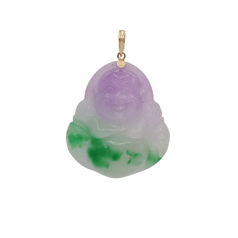 Pearl - Embellished Floral Pendant for a Feminine and Romantic LookPurple-Green Laughing Buddha Jade Pendant (14K)