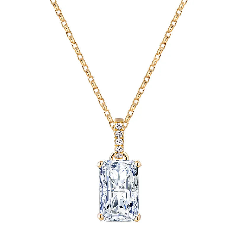 Custom coordinates pendants for travel memoriesRadiant solitaire pendant with 3.49 carat* diamond simulant in 10 carat yellow gold