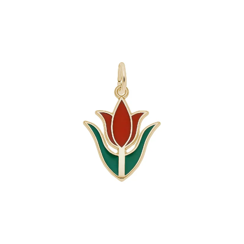 Diamond-studded pendants for anniversariesRed Tulip Flower Enamel Pendant