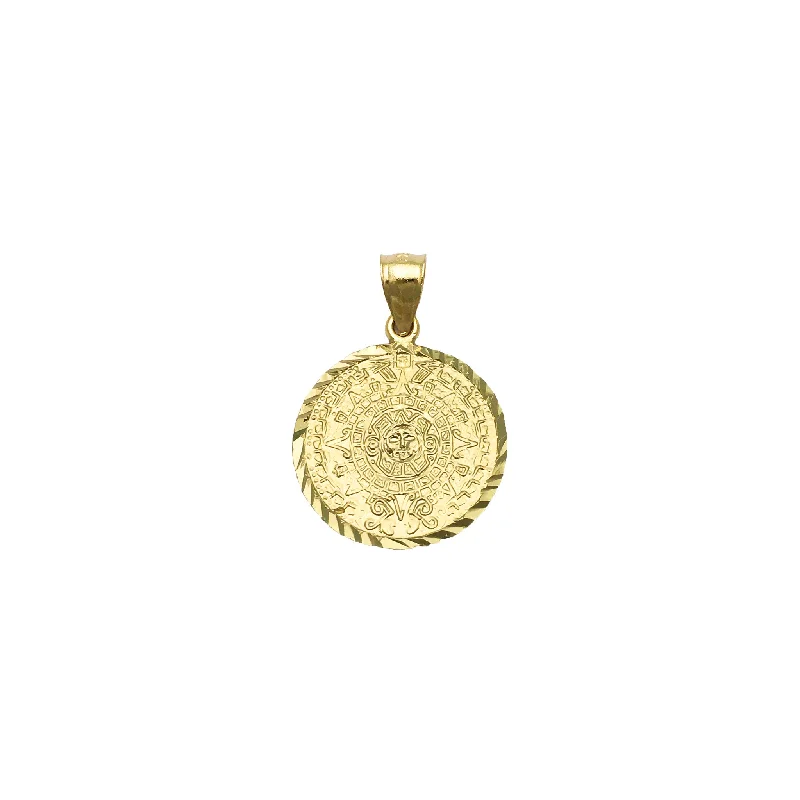 Mother - of - Pearl Inlaid Seahorse Pendant for Beach LoversReversible Aztec Calendar and Compass Pendant (14K)