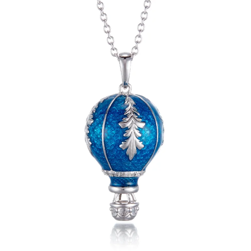 Cross pendant necklaces for religious giftsBlue Enamel Hot Air Balloon Pendant Necklace