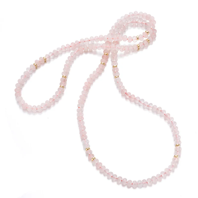 Heart-shaped pendants for Valentine’s DayRose Quartz Rope Necklace