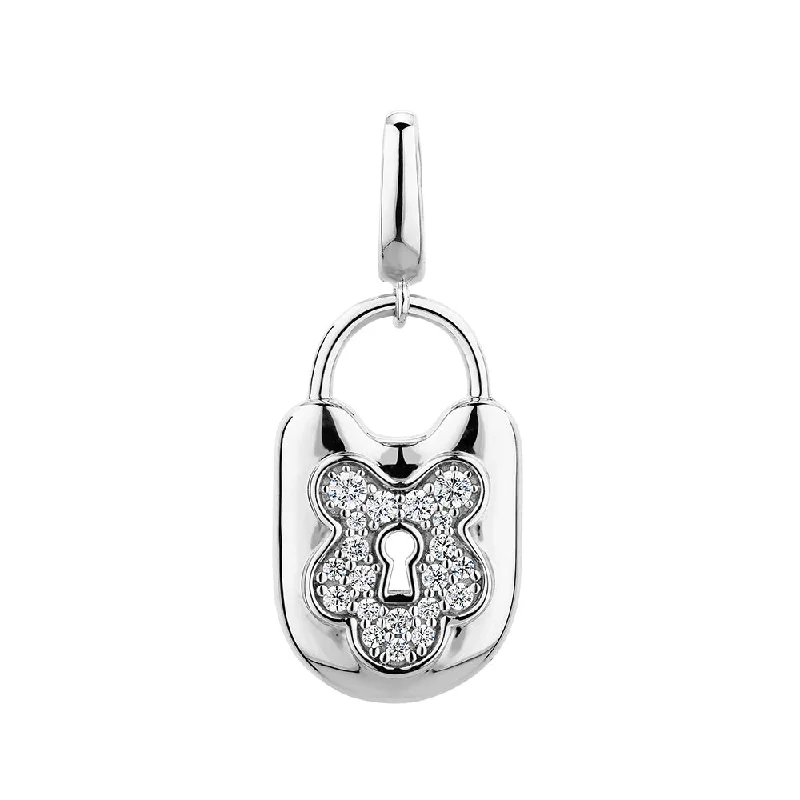 Angel wing pendants for memorial jewelryRound Brilliant charm pendant with 0.23 carats* of diamond simulants in sterling silver