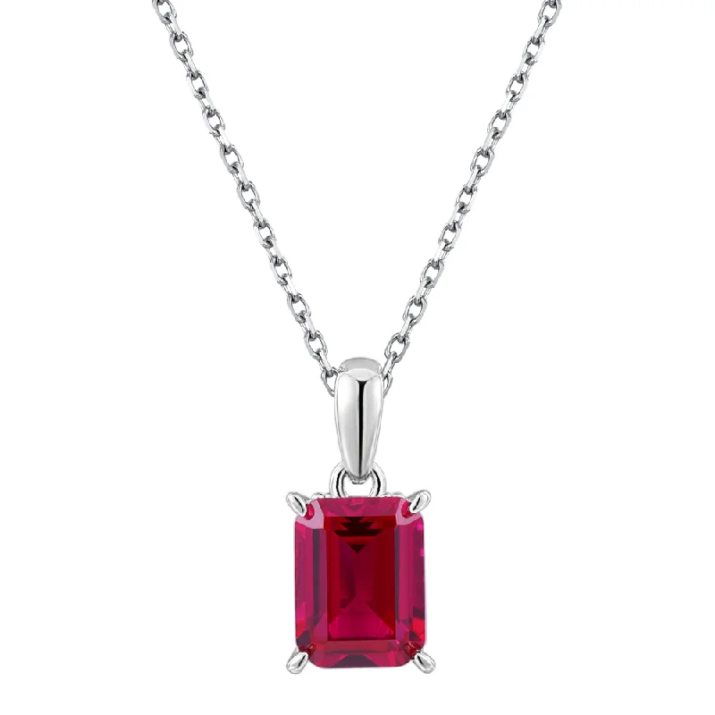 Boho-style beaded necklaces for summerRound Brilliant solitaire necklace with ruby simulant in sterling silver