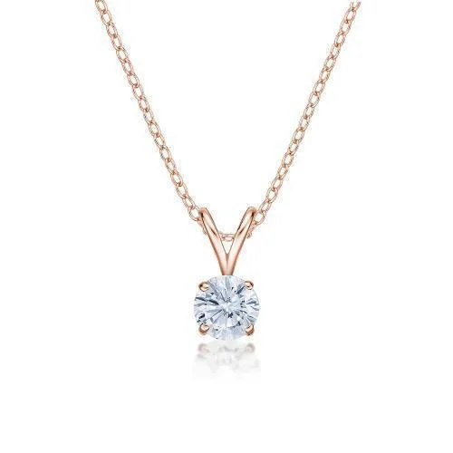 Personalized name necklaces for womenRound Brilliant solitaire pendant with 0.5 carat* diamond simulant in 10 carat rose gold