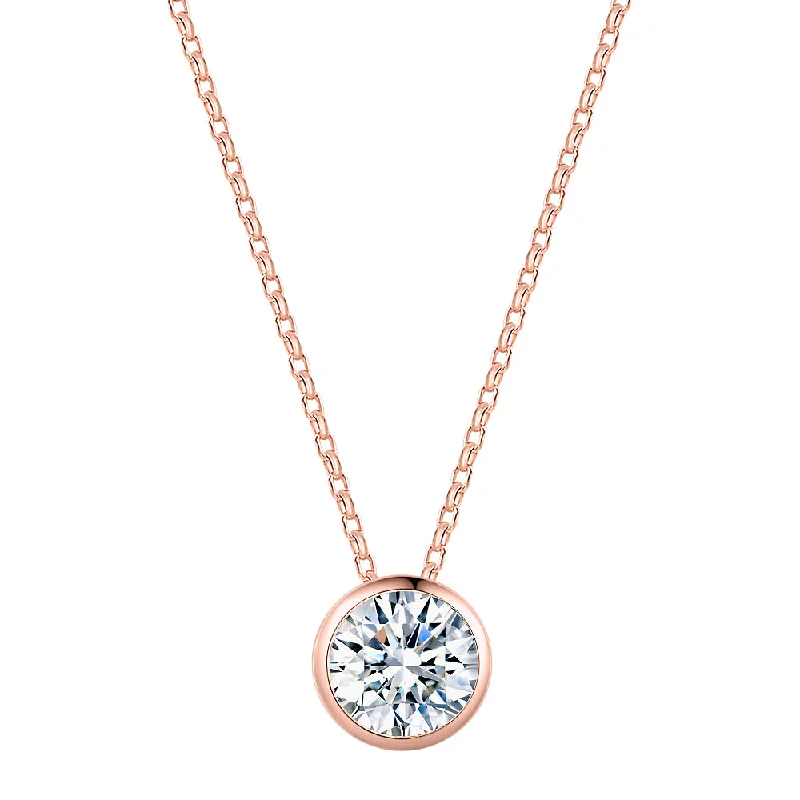 Boho-style beaded necklaces for summerRound Brilliant solitaire pendant with 1.03 carat* diamond simulant in 10 carat rose gold