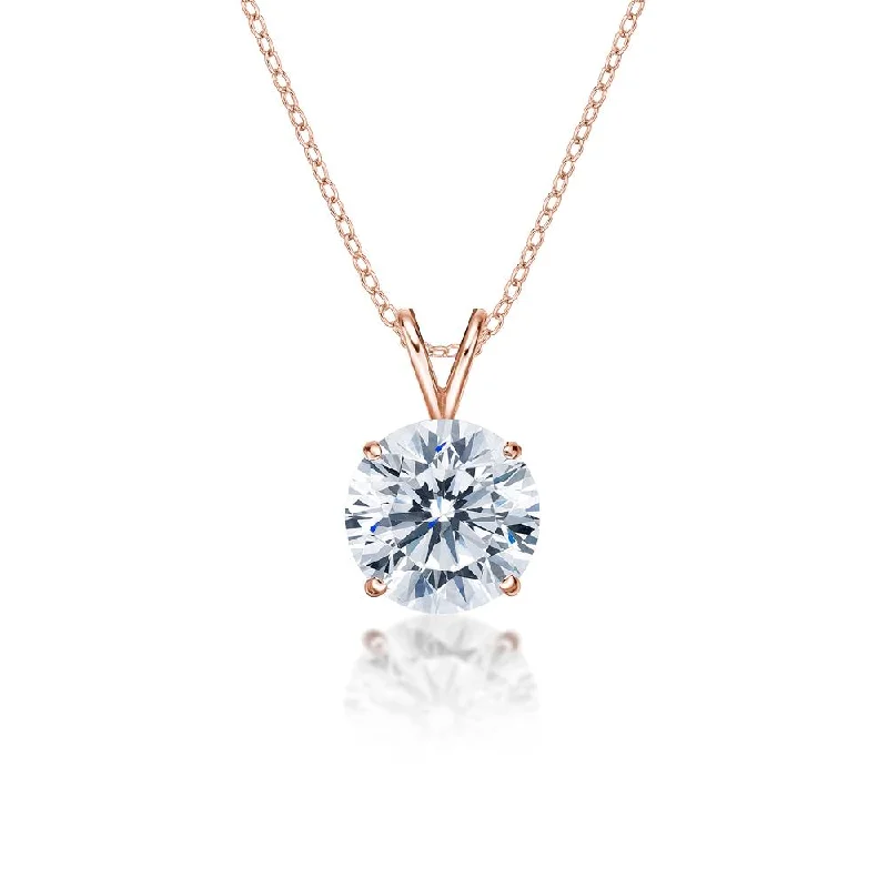 Boho-style beaded necklaces for summerRound Brilliant solitaire pendant with 4 carat* diamond simulant in 10 carat rose gold