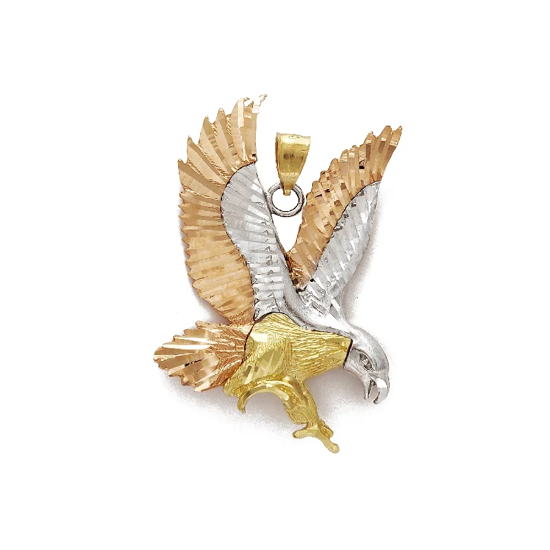 Pearl - Embellished Floral Pendant for a Feminine and Romantic LookTri-Tone Flying Eagle Pendant (14K)