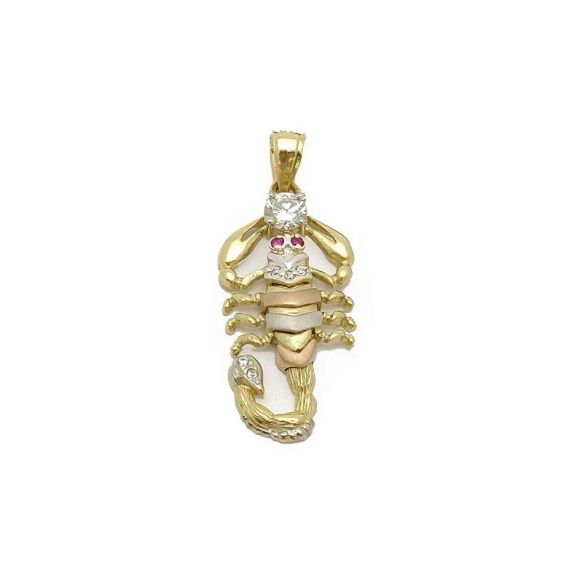 Pearl - Embellished Floral Pendant for a Feminine and Romantic LookTri-Tone Scorpion CZ Pendant (14K).