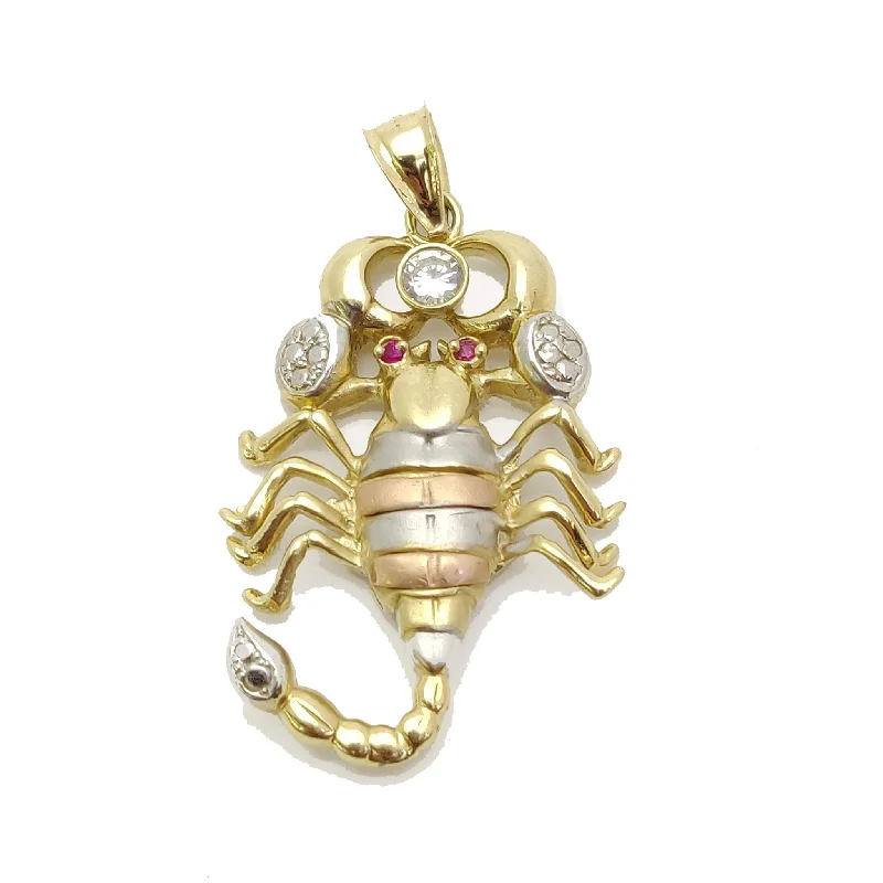 Rhinestone - Encrusted Crown Pendant for Little Girls' Dress - UpTri-Tone Scorpion CZ Pendant (14K).