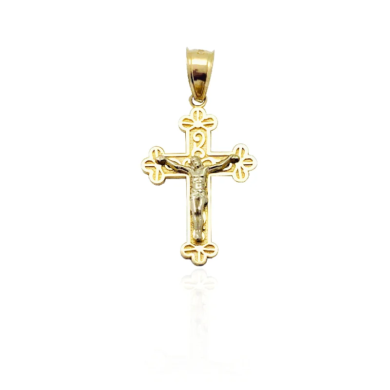 Pearl - Embellished Floral Pendant for a Feminine and Romantic LookTwo-Tone Budded Cross Pendant (14K)