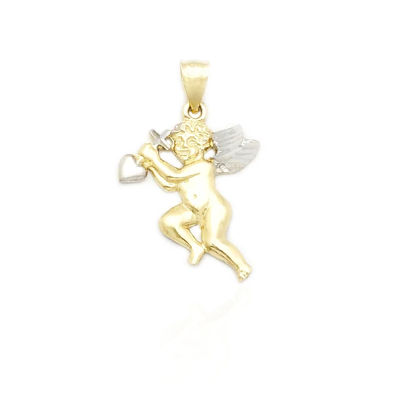 Rhinestone - Encrusted Crown Pendant for Little Girls' Dress - UpTwo-Tone Cupid Pendant (14K)