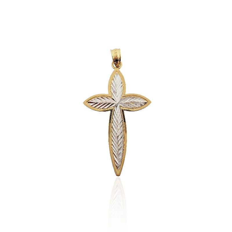 Handmade Leather - Wrapped Crystal Pendant for a Bohemian AestheticTwo-tone Diamond Cut Cross Pendant (14K).