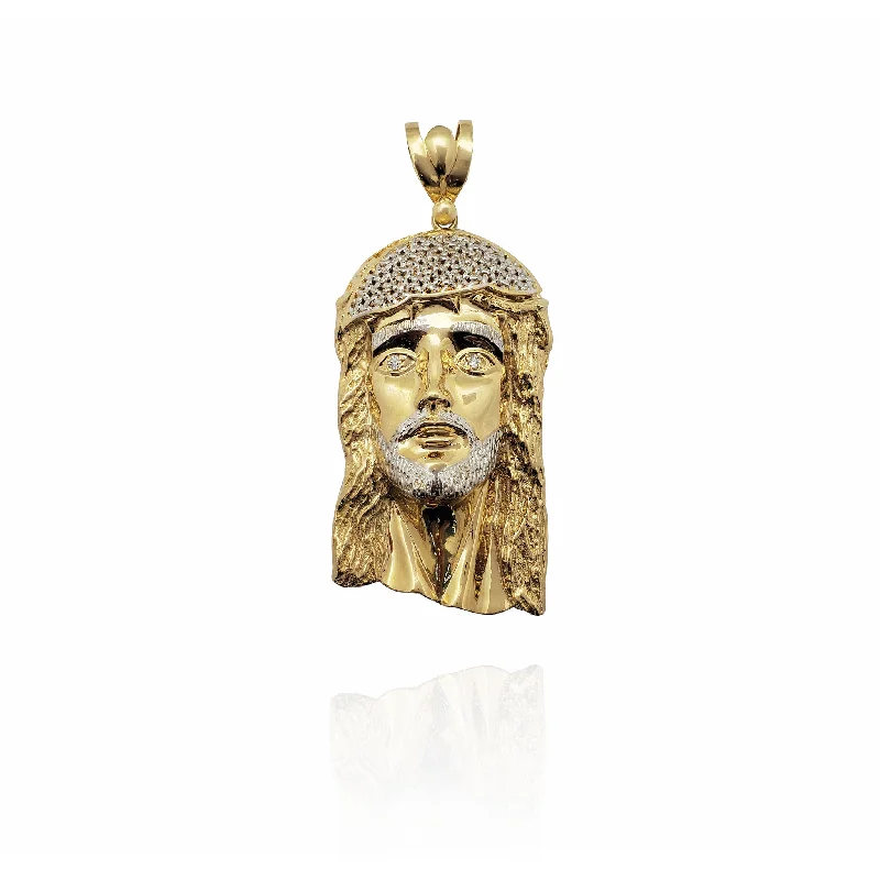 Laser - Cut Woodland Scene Pendant for Nature EnthusiastsTwo-Tone Icy Jesus Head Pendant (14K)