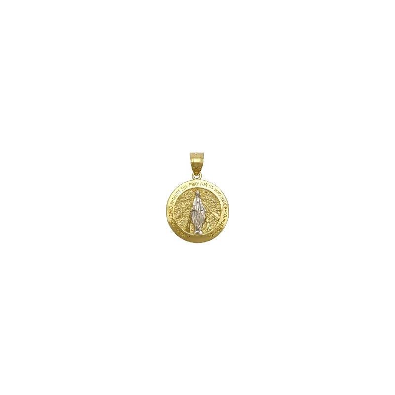 Antique - Brass - Finished Compass Pendant for Travelers and ExplorersTwo-Toned Miraculous Round Medal Pendant (14K)