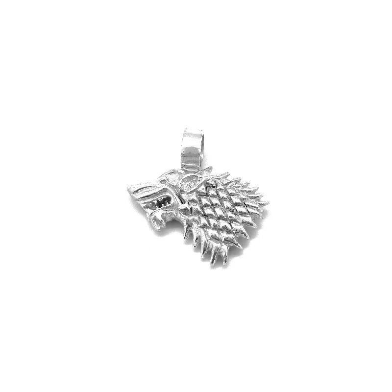 Custom fingerprint pendants for sentimental giftsWolf Head Pendant (Silver)