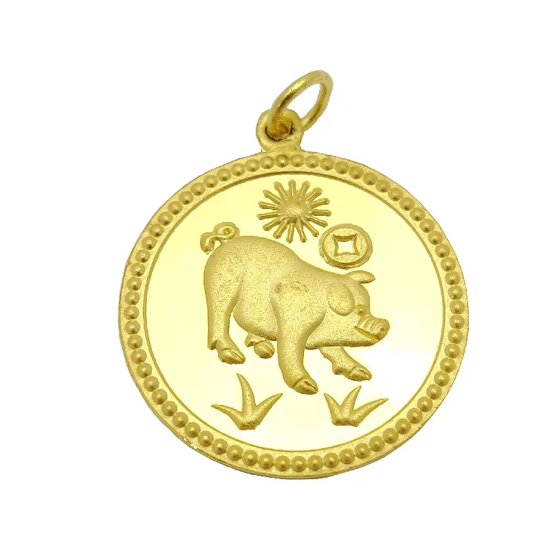 Custom photo necklaces for giftsYear Of The Pig (豬) Pendant (24K)